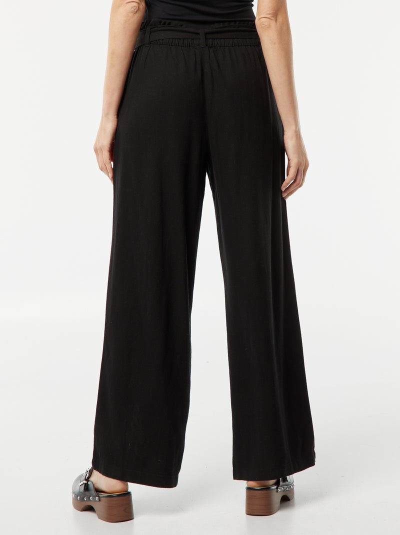 Pantaloni dritti con cintura da annodare in vita nero - Kiabi