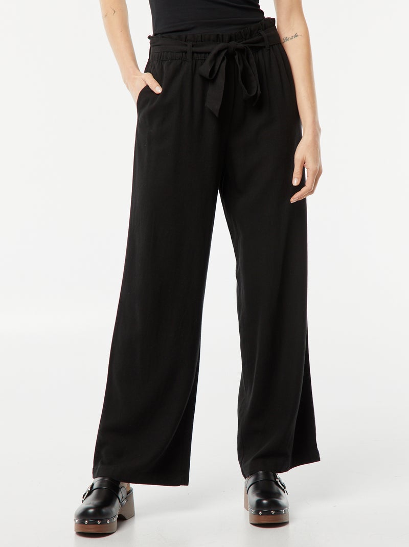 DESIGN - Pantaloni Da Abito Dritti Neri In Tessuto Testurizzato