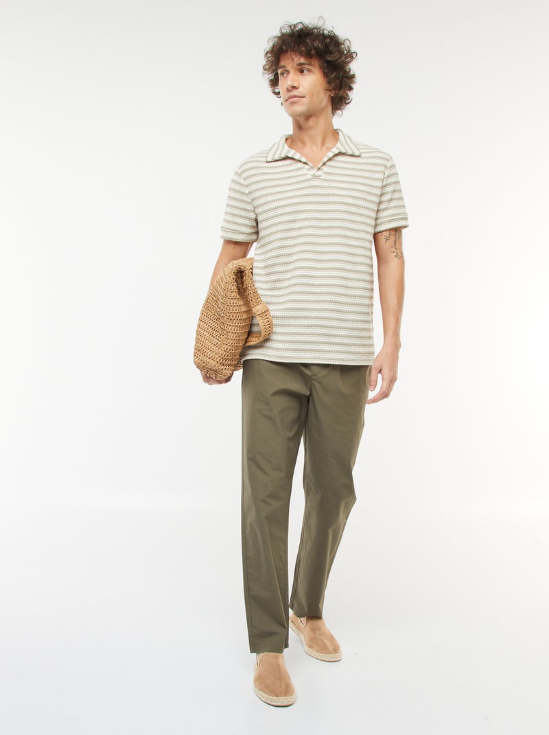 Pantaloni dritti con cintura elasticizzata Kaki - Kiabi