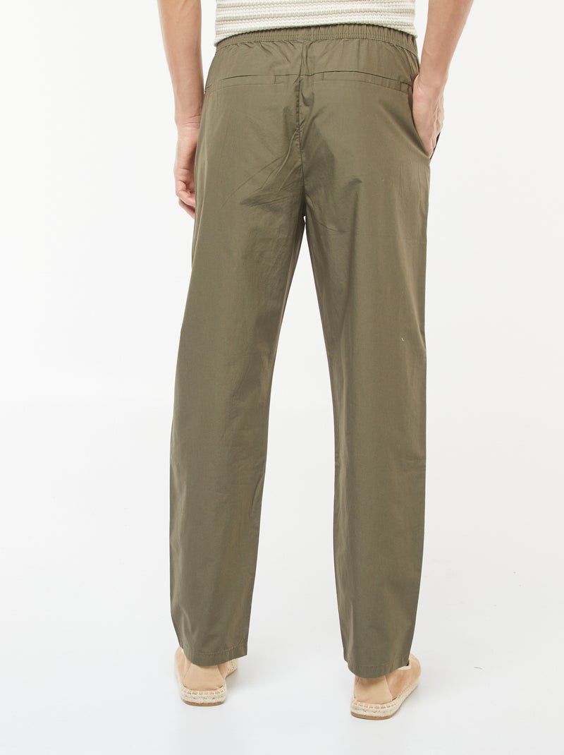 Pantaloni dritti con cintura elasticizzata Kaki - Kiabi