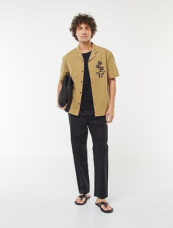 Pantaloni dritti con cintura elasticizzata
