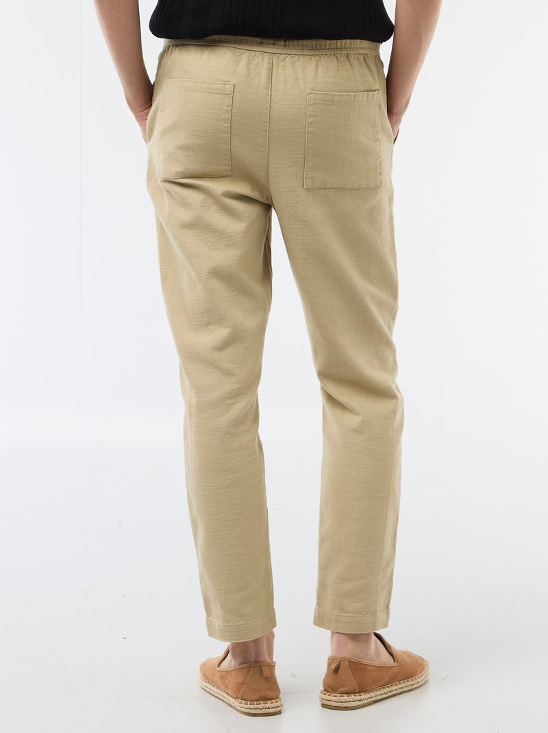 Pantaloni dritti con elastico in vita Beige - Kiabi