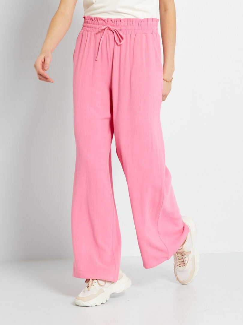 Pantaloni dritti con lino rosa - Kiabi