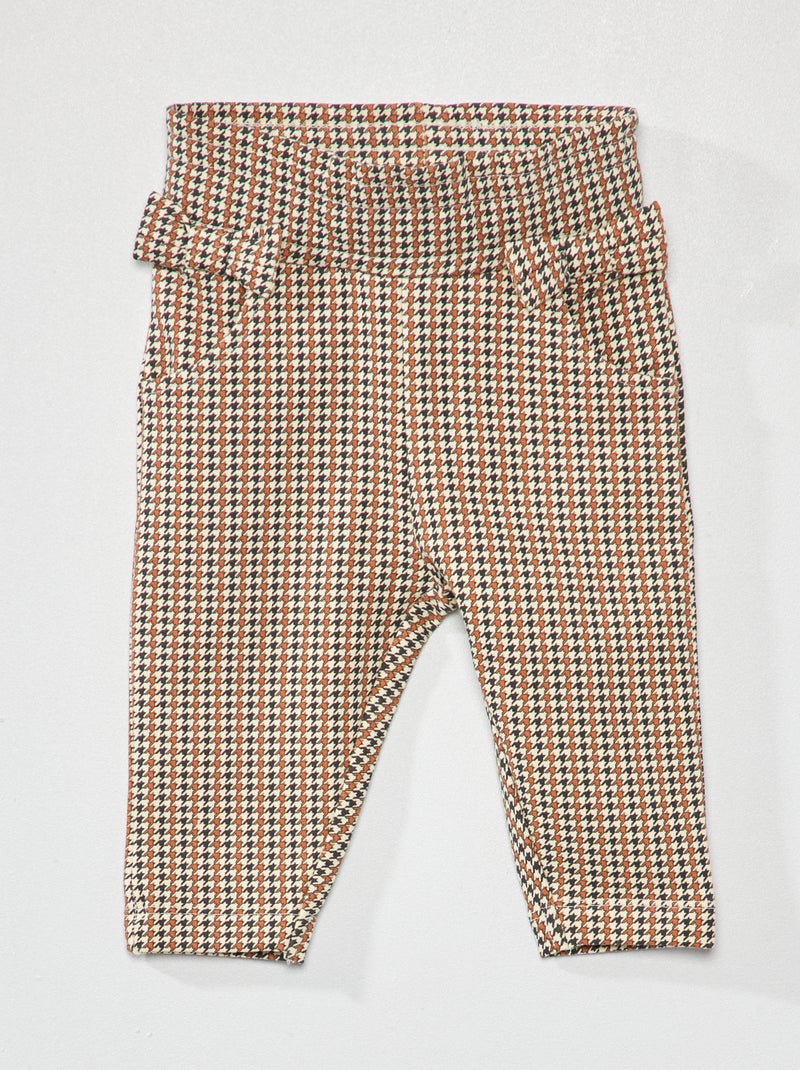 Pantaloni dritti con motivo pied-de-poule MARRONE - Kiabi