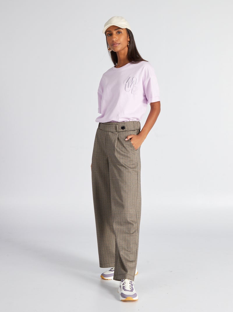 Pantaloni dritti con stampa pied-de-poule 'JDY' KAKI - Kiabi