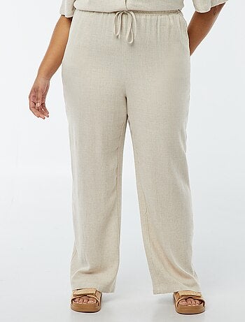 Pantaloni dritti con vita elasticizzata + cordoncino