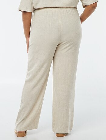 Pantaloni dritti con vita elasticizzata + cordoncino