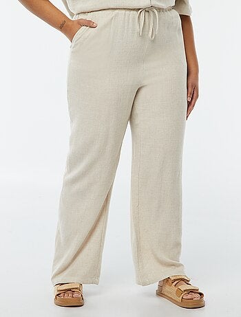 Pantaloni dritti con vita elasticizzata + cordoncino