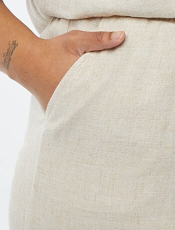 Pantaloni dritti con vita elasticizzata + cordoncino