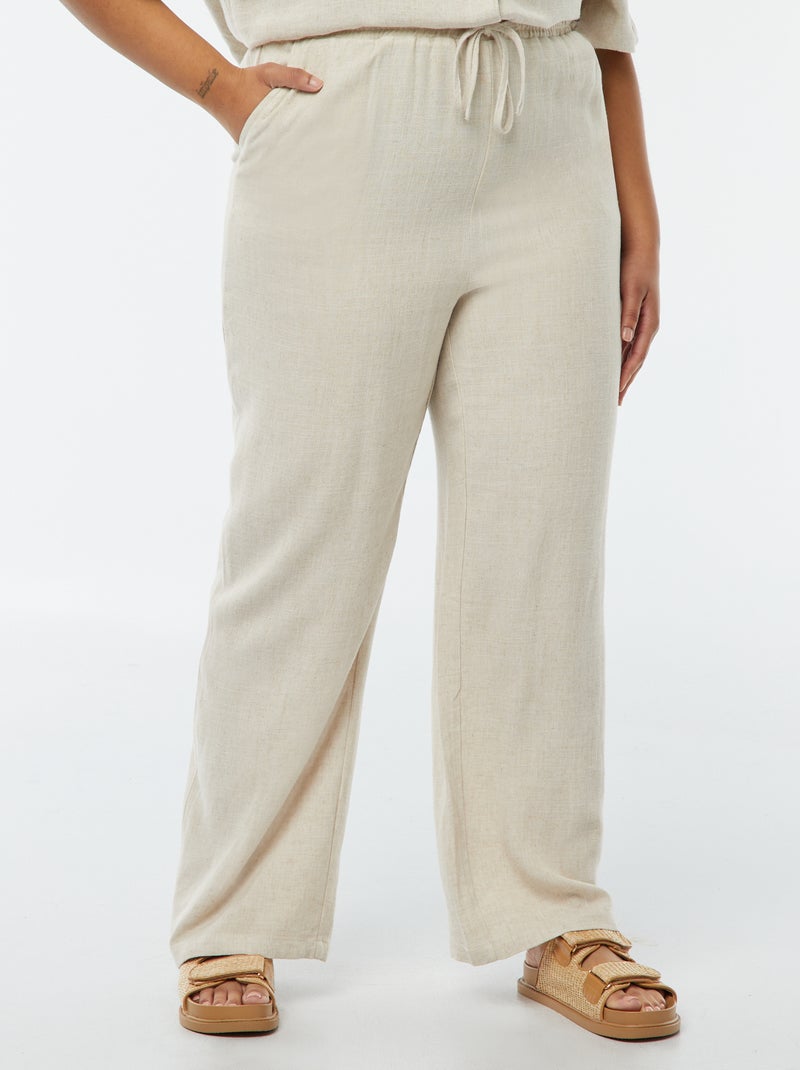 Pantaloni dritti con vita elasticizzata + cordoncino Bianco - Kiabi