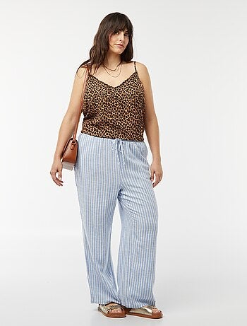 Pantaloni dritti con vita elasticizzata + cordoncino