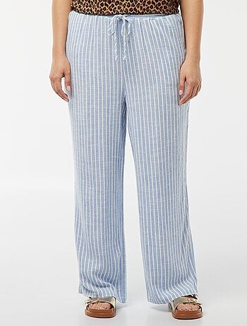 Pantaloni dritti con vita elasticizzata + cordoncino
