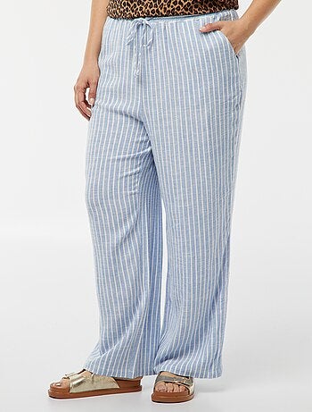 Pantaloni dritti con vita elasticizzata + cordoncino