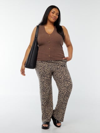 Pantaloni dritti con vita elasticizzata + cordoncino
