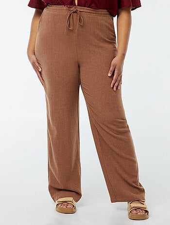 Pantaloni dritti con vita elasticizzata + cordoncino