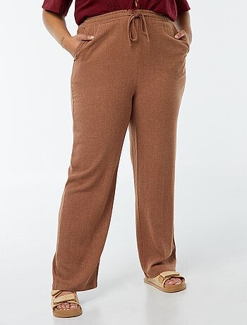 Pantaloni dritti con vita elasticizzata + cordoncino