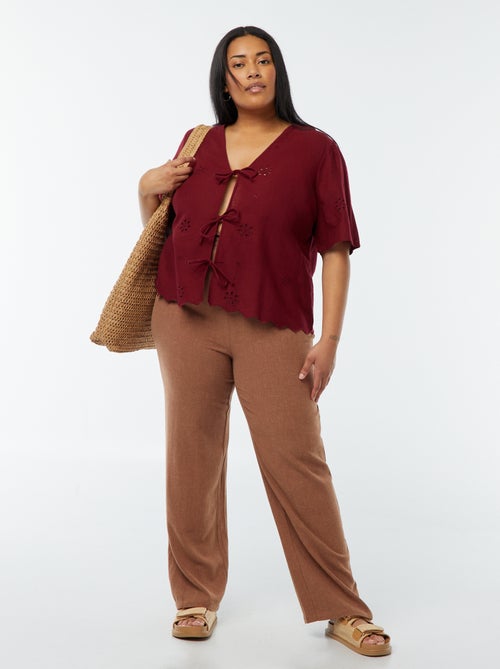 Pantaloni dritti con vita elasticizzata + cordoncino - Kiabi