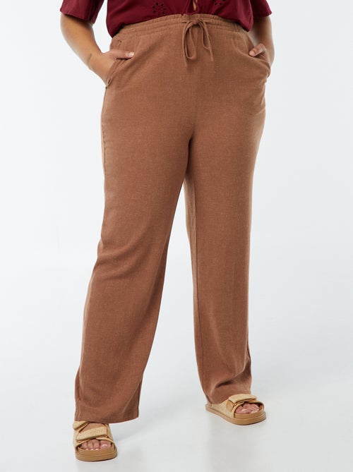 Pantaloni dritti con vita elasticizzata + cordoncino - Kiabi