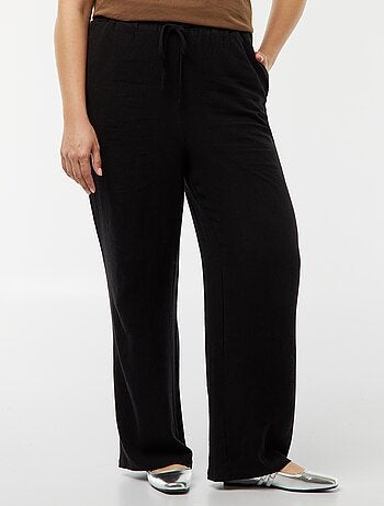 Pantaloni dritti con vita elasticizzata + cordoncino