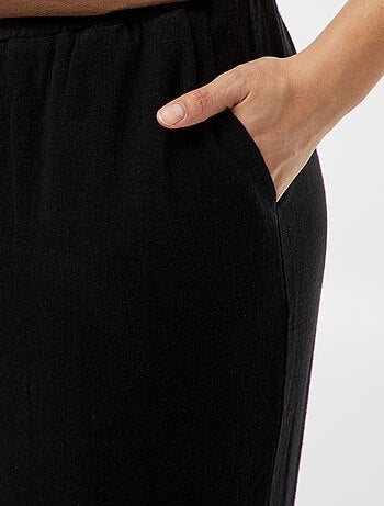 Pantaloni dritti con vita elasticizzata + cordoncino