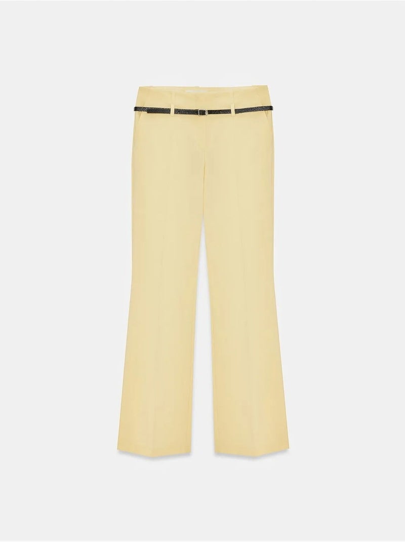 Pantaloni dritti in crêpe con cintura dilvin Giallo limone - Kiabi