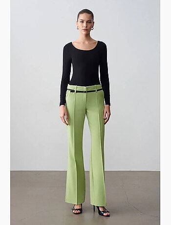 Pantaloni dritti in crêpe con cintura dilvin