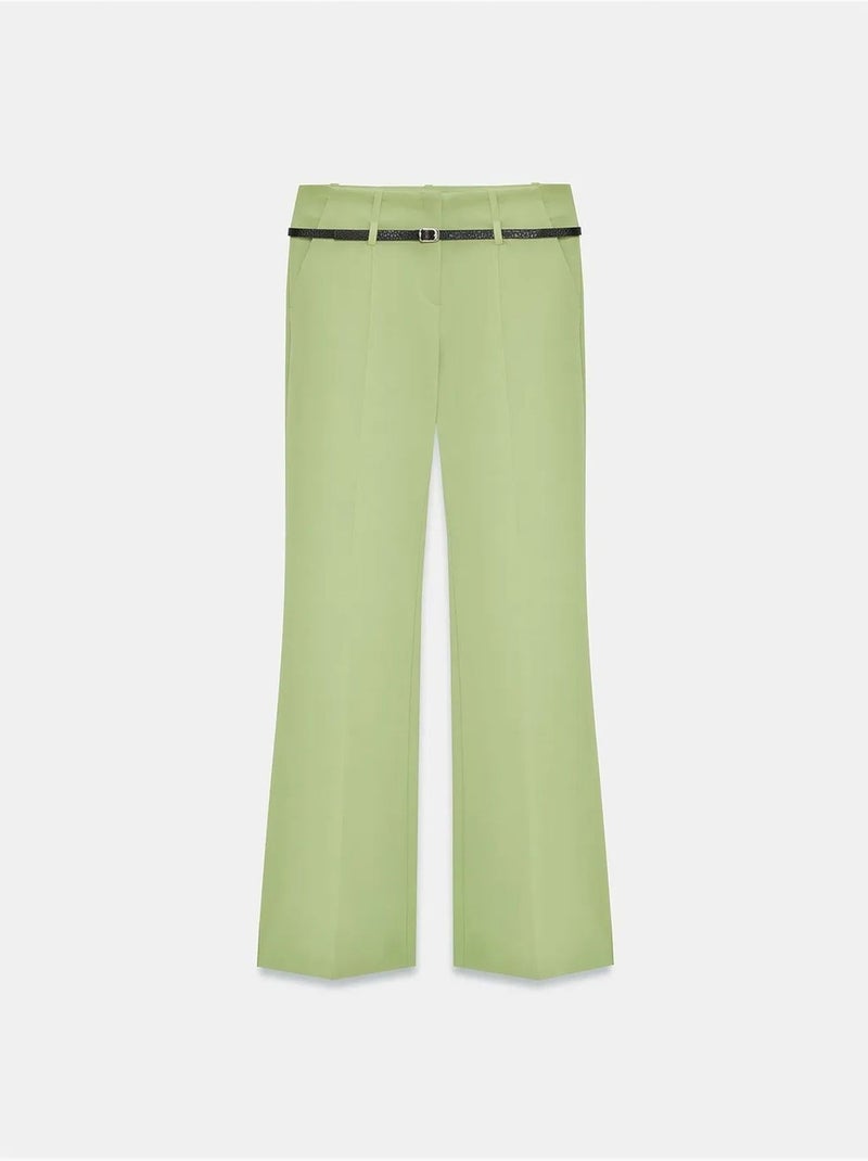 Pantaloni dritti in crêpe con cintura dilvin Verde menta - Kiabi