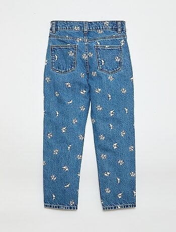 Pantaloni dritti in denim con motivo