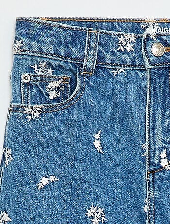 Pantaloni dritti in denim con motivo