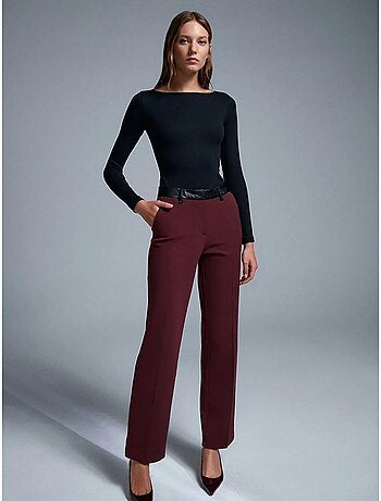 Pantaloni dritti in ecopelle da donna