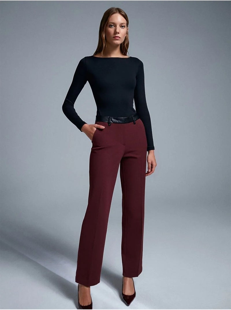 Pantaloni dritti in ecopelle da donna Rosso bordeaux - Kiabi