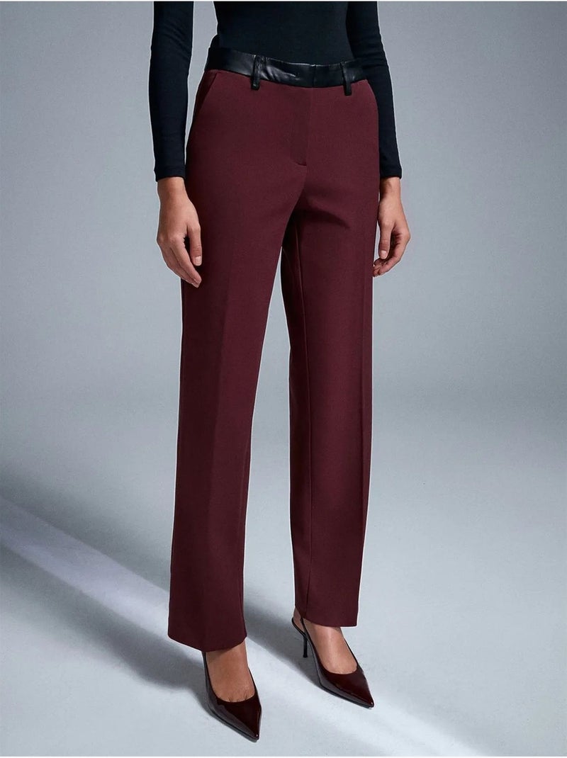 Pantaloni dritti in ecopelle da donna Rosso bordeaux - Kiabi