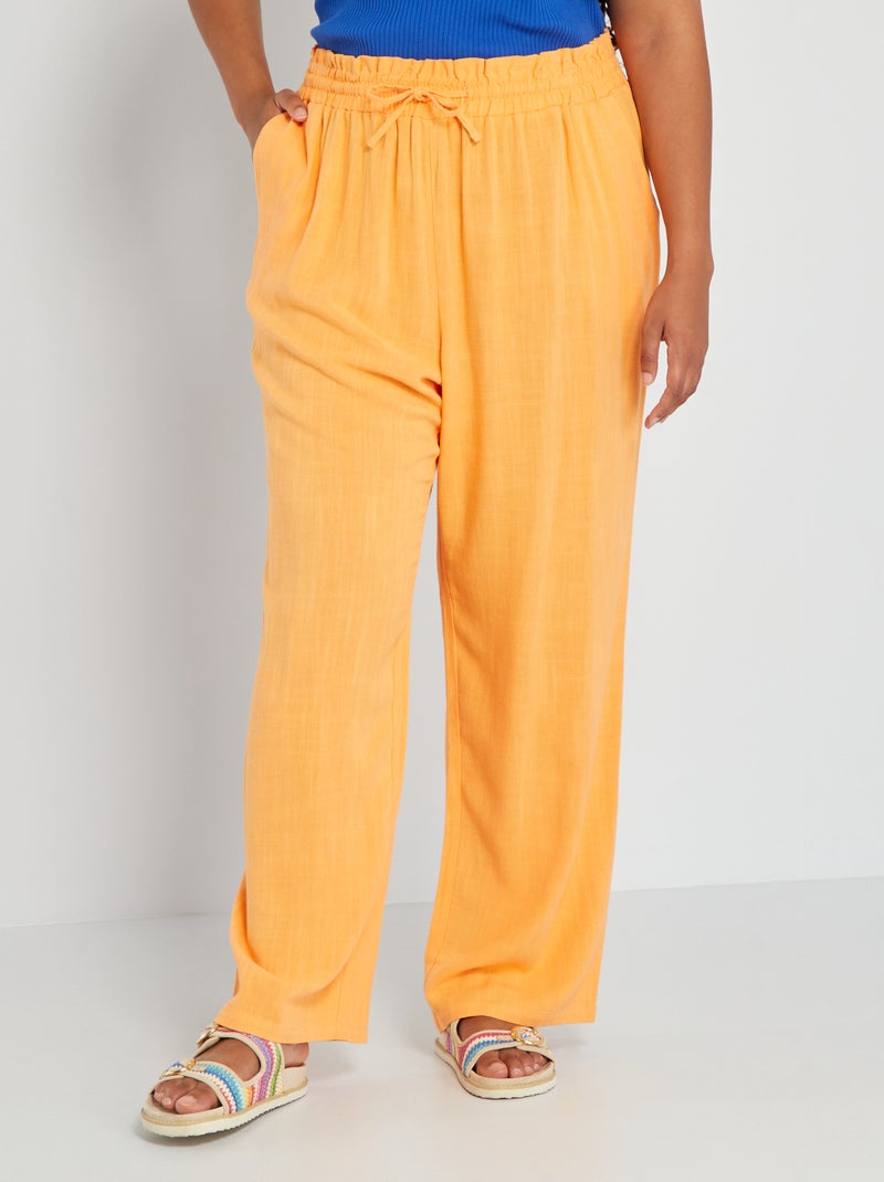 Pantaloni dritti in lino arancio albicocca - Kiabi