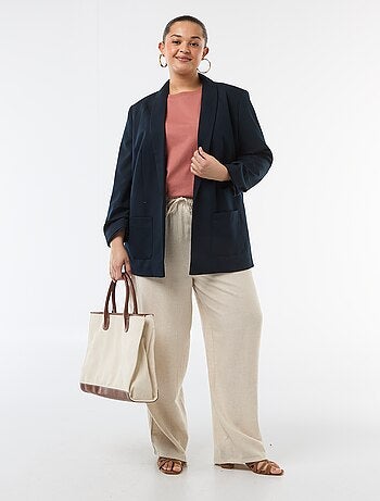 Pantaloni dritti in misto lino