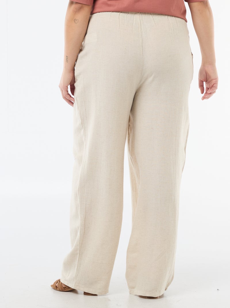 Pantaloni dritti in misto lino Beige - Kiabi