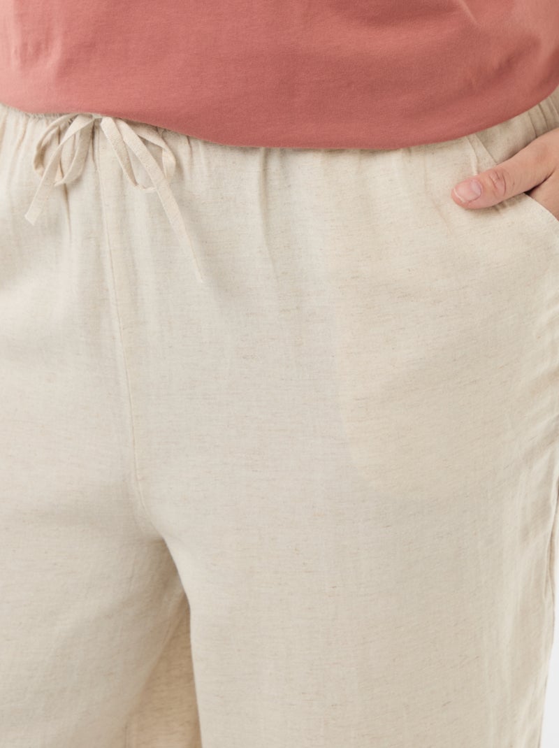 Pantaloni dritti in misto lino Beige - Kiabi