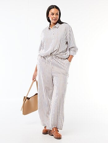 Pantaloni dritti in misto lino