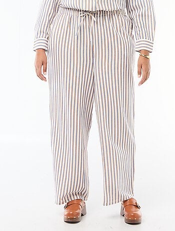 Pantaloni dritti in misto lino