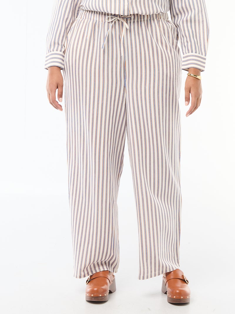 Pantaloni dritti in misto lino Beige - Kiabi