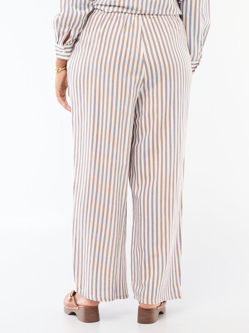 Pantaloni dritti in misto lino Beige - Kiabi