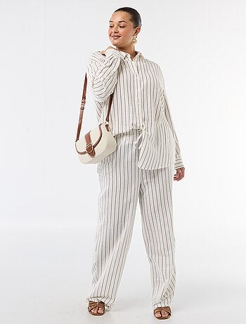 Pantaloni dritti in misto lino