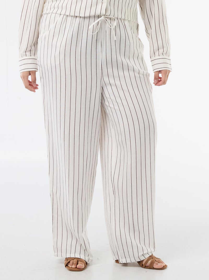 Pantaloni dritti in misto lino Bianco - Kiabi