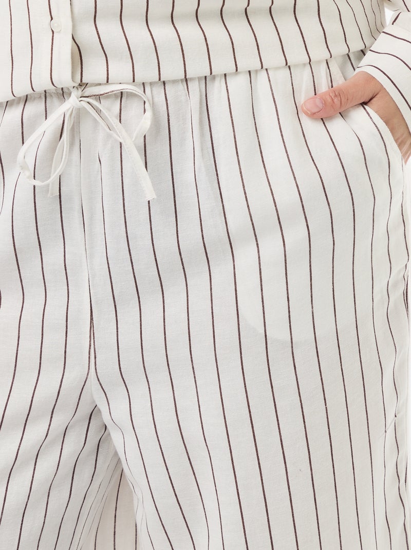 Pantaloni dritti in misto lino Bianco - Kiabi
