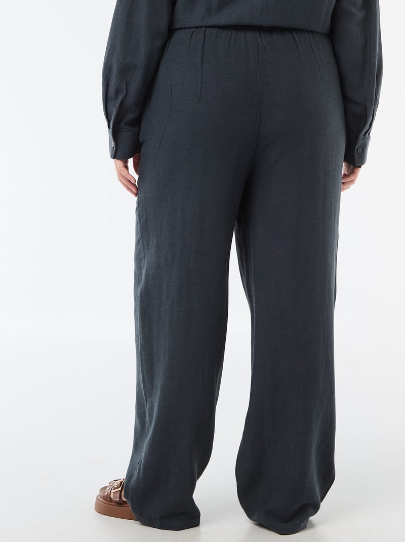 Pantaloni dritti in misto lino Blu - Kiabi