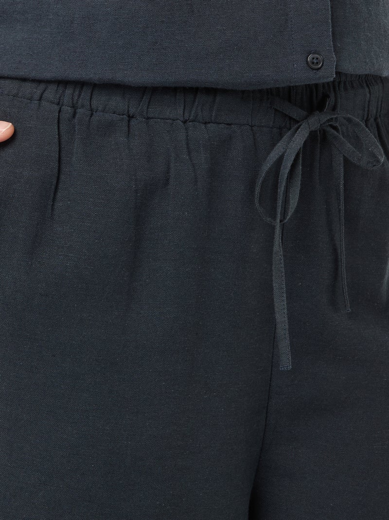 Pantaloni dritti in misto lino Blu - Kiabi