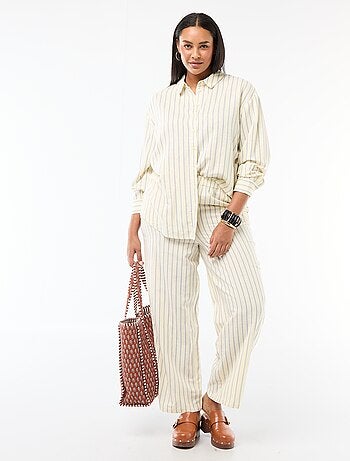 Pantaloni dritti in misto lino