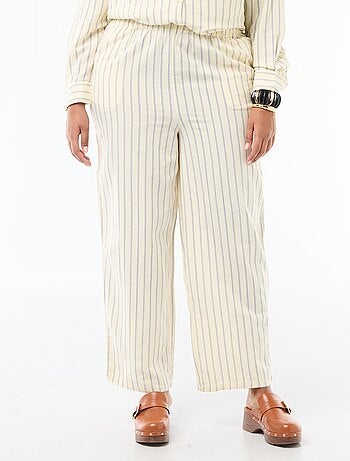 Pantaloni dritti in misto lino