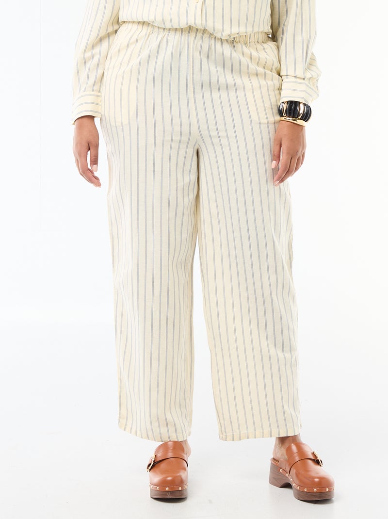 Pantaloni dritti in misto lino Giallo - Kiabi