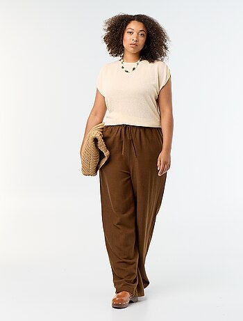 Pantaloni dritti in misto lino