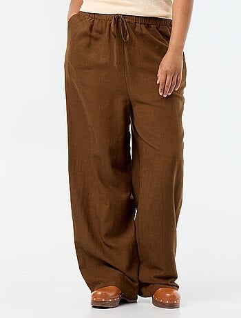 Pantaloni dritti in misto lino
